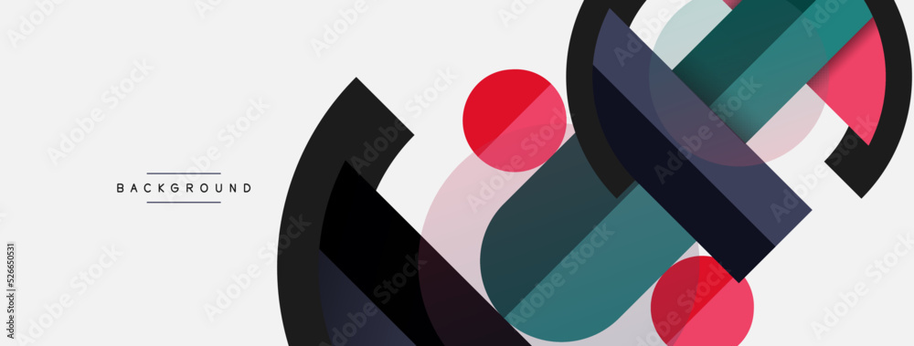 Geometric shapes composition abstract background. Circles lines and rectangles. Vector illustration for wallpaper banner background or landing page Geometric shapes composition abstract background. Circles lines and rectangles. Vector illustration for wallpaper banner background or landing page