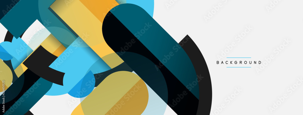 Geometric shapes composition abstract background. Circles lines and rectangles. Vector illustration for wallpaper banner background or landing page Geometric shapes composition abstract background. Circles lines and rectangles. Vector illustration for wallpaper banner background or landing page