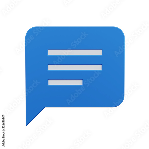 Chatting box, speak bubble text, message box, text box isolated. 3D illustration rendering.