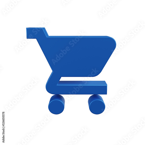 Shopping cart icon. Shop, basket, bag, store, online, purchase, buy, retail isolated. 3D illustration rendering.