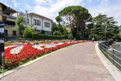 Lake Como, Italy - July 4, 2022: Idyllic scenery on the streets and pathways around Lake Como, Italy
