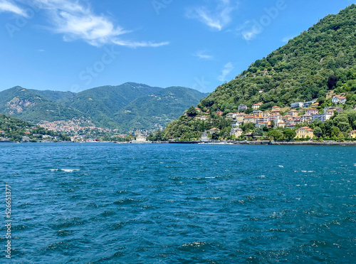 Lake Como, Italy - July 4, 2022: Aerial and lakeside views of the old town of Lake Como, Italy 