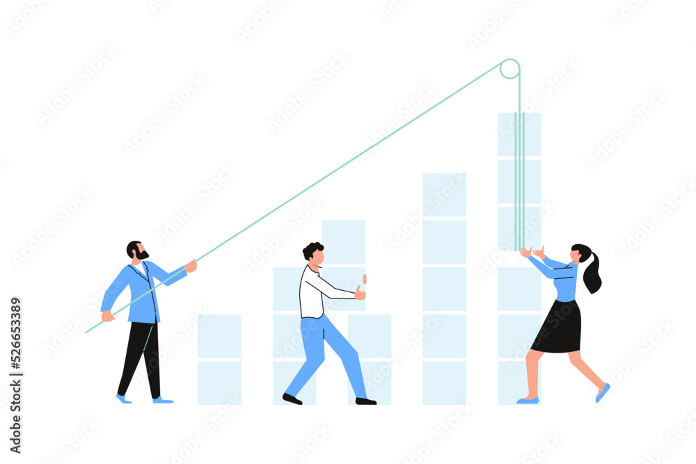 Coworkers work together on a business plan and bild a graph Coworkers work together on a business plan and bild a graph