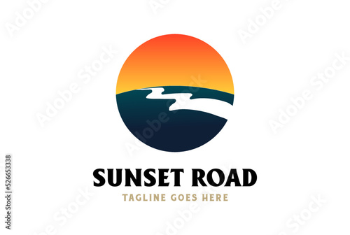 Free Download Simple Minimalist Sunset Sunrise Road Street or River Creek Logo Design Inspiration - GFXLoad