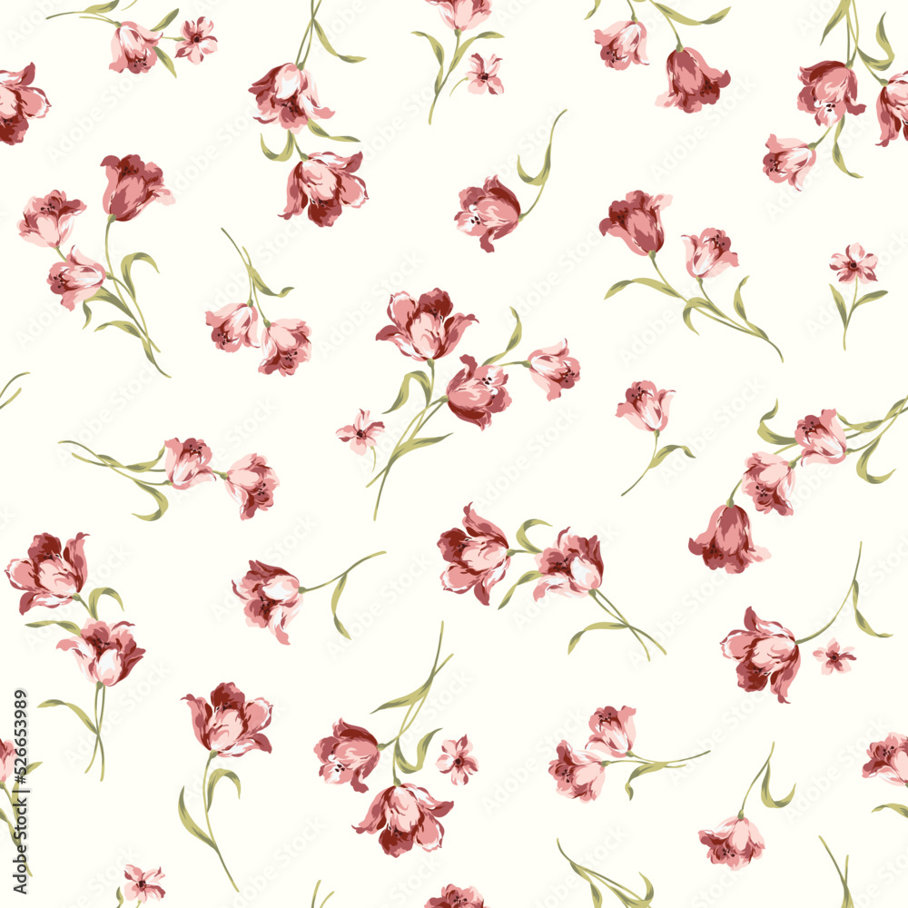 Beautiful tulip flowers seamless pattern,