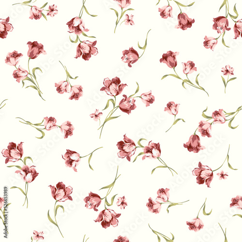 Beautiful tulip flowers seamless pattern,