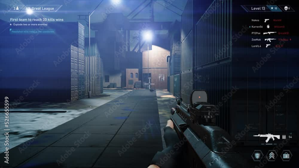 Night Video Game Mock-up Concept: Game play of Multiplayer 3D Shooter ...