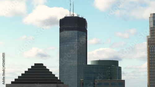 Aerial parallax, IDS Center building in downtown Minneapolis, Minnesota photo