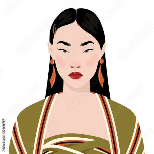 Photography beauty in a traditional modern trendy kimono outfit on a transparent background