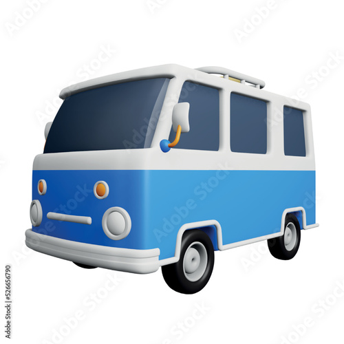 Camper van 3d rendering isometric icon.