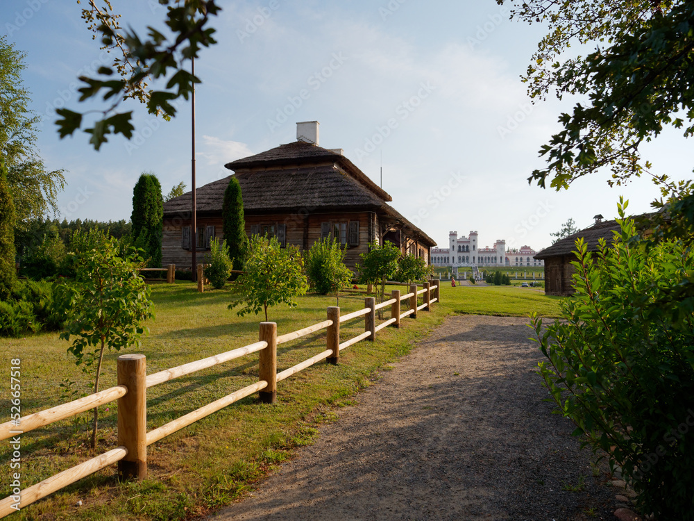 BREST, BELARUS - AUG 14, 2022: Tadeusz Kosciuszko's estate is an architectural monument of the 19th century. BREST, BELARUS - AUG 14, 2022: Tadeusz Kosciuszko's estate is an architectural monument of the 19th century.