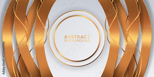 3d golden element and white background for abstract background concept for luxury elegant deluxe