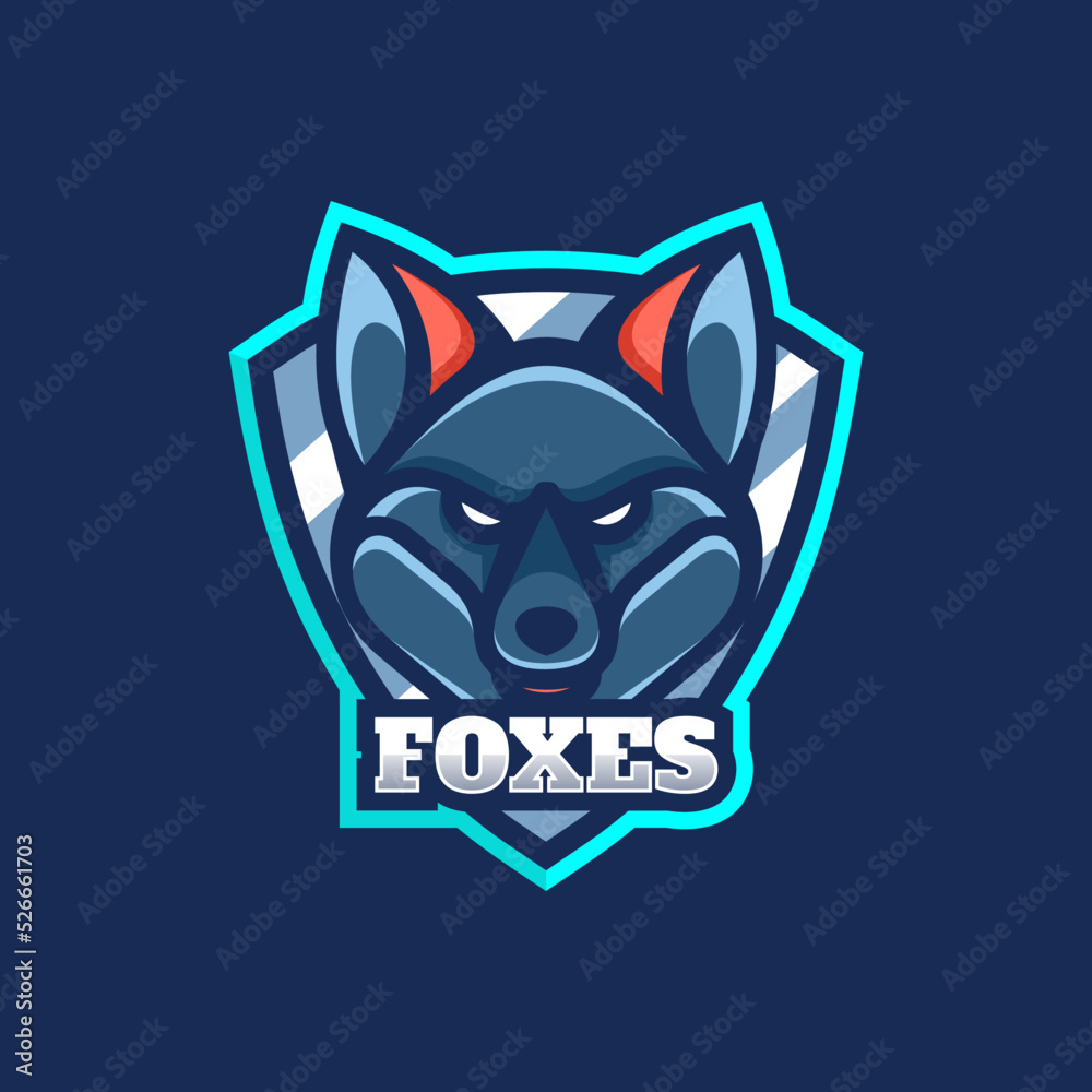 Vector Logo Illustration Fox E Sport And Sport Style. Vector Logo Illustration Fox E Sport And Sport Style.