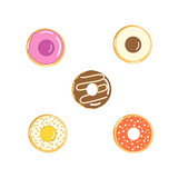 Illustration of a collection of donut variants