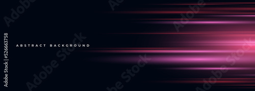 Black modern wide abstract technology background with glowing high-speed and movement light effect. Vector illustration