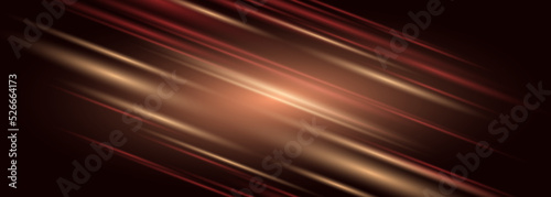 Dark red wide abstract background with diagonal glowing motion light effect. Vector illustration