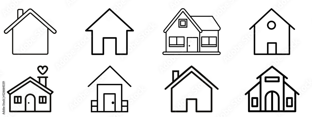 House icons set. Home icon collection. Home flat icon set vector illustration
