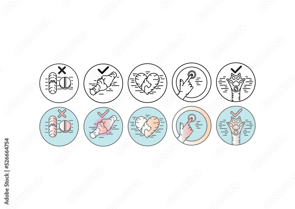 Template vector veterinary icons solution