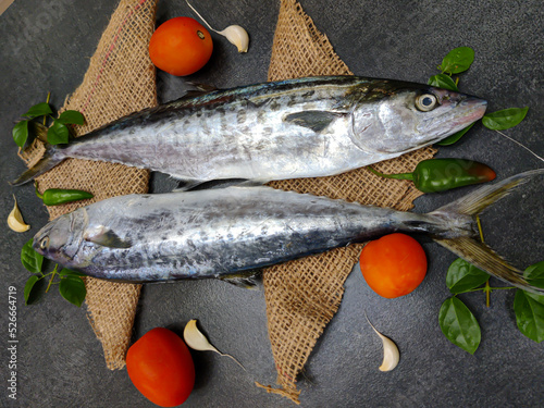 Photography Fresh Seer Fish,King Fish decorated with herbs