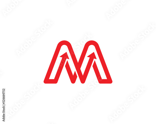 Initial Letter M Arrow Logo Concept icon sign symbol Design Element Line Art Style. Marketing, Logistic, Business Logotype. Vector illustration template