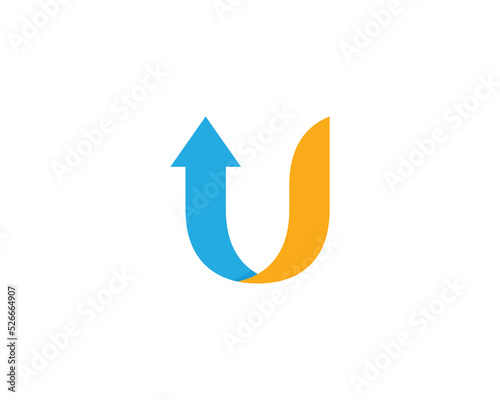 Initial Letter U Arrow Logo Concept icon sign symbol Design Element Line Art Style. Marketing, Logistic, Business Logotype. Vector illustration template