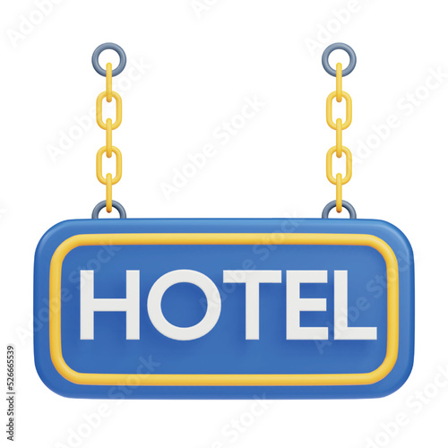Hotel signboard 3d rendering isometric icon.
