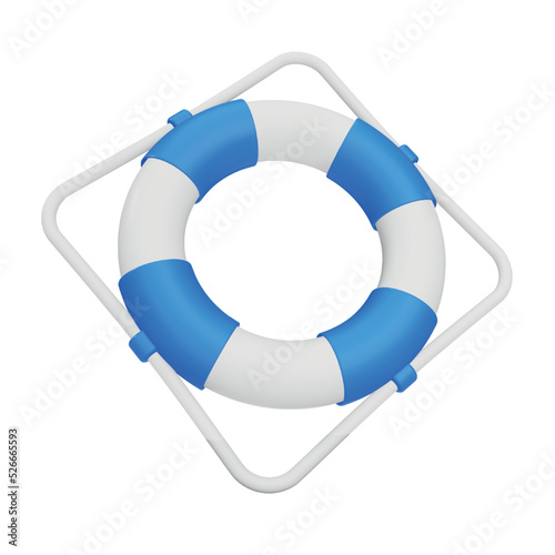 Lifebuoy 3d rendering isometric icon.