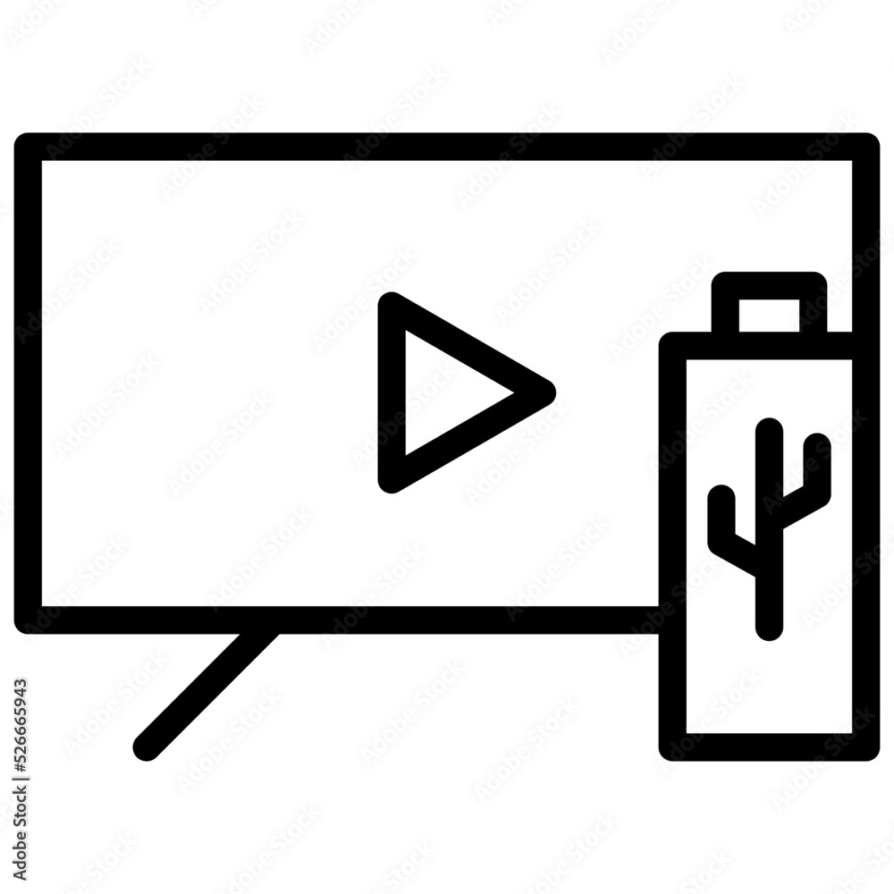 Smart TV icon in detailed outline style Smart TV icon in detailed outline style