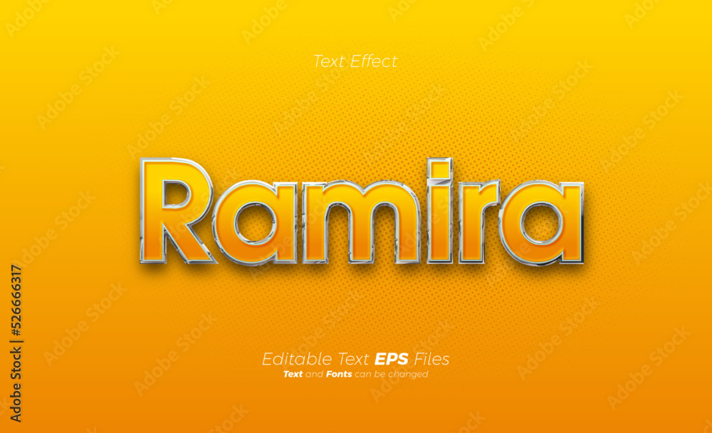 Yellow 3d text effect with writing in luxurious silver wrapping.