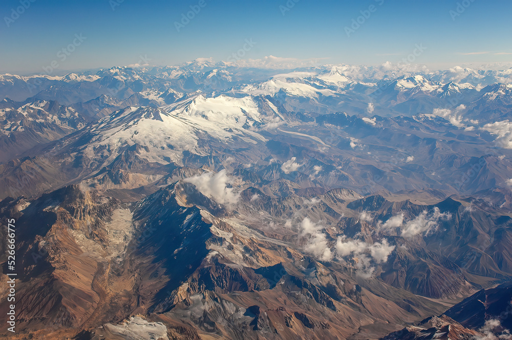 aerial view of snowy mountains - Chile mountains