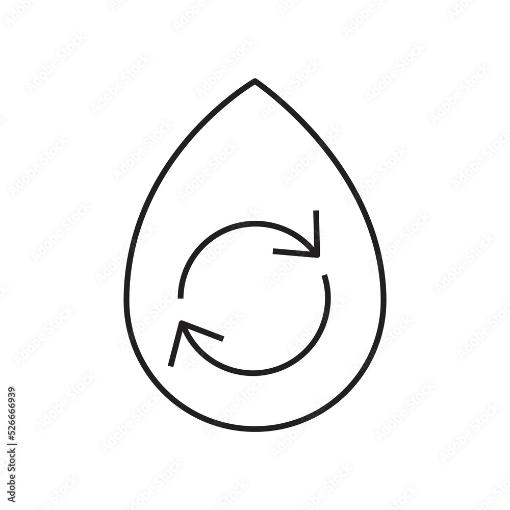 Water recycle icon design. round liquid recycle icon, simple planet bio protection circle design. isolated on white background Water recycle icon design. round liquid recycle icon, simple planet bio protection circle design. isolated on white background
