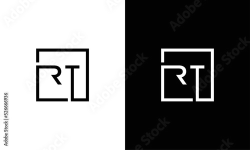 Outstanding professional elegant trendy awesome artistic black and white color TR RT initial based Alphabet icon logo.