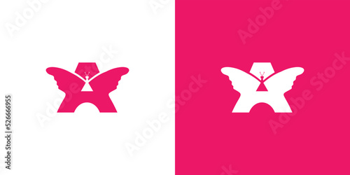 Unique and modern letter A butterfly logo design