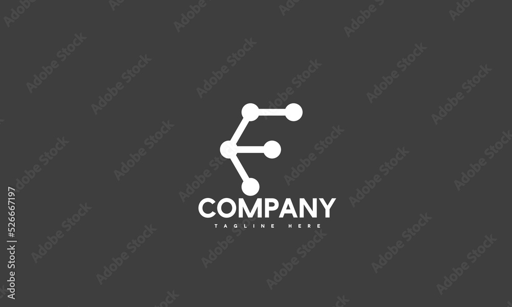 minimal digital letter F logo template