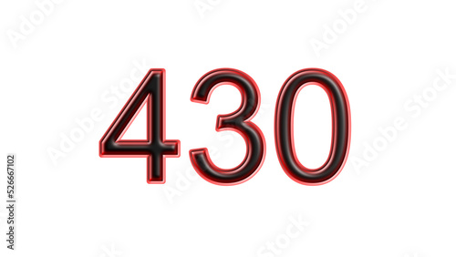 red 430 number 3d effect white background