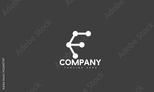 minimal digital letter F logo template