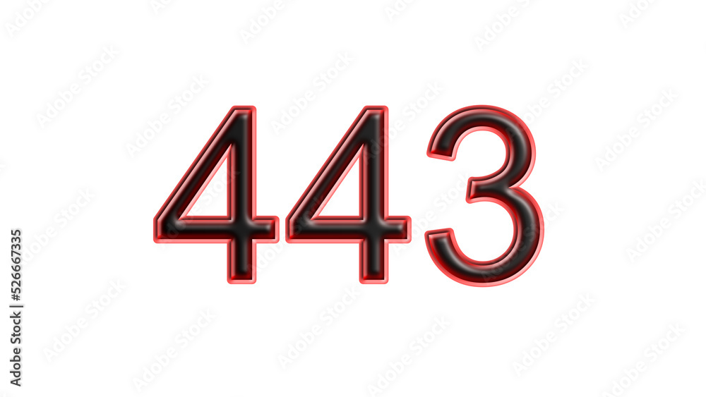 red 443 number 3d effect white background red 443 number 3d effect white background