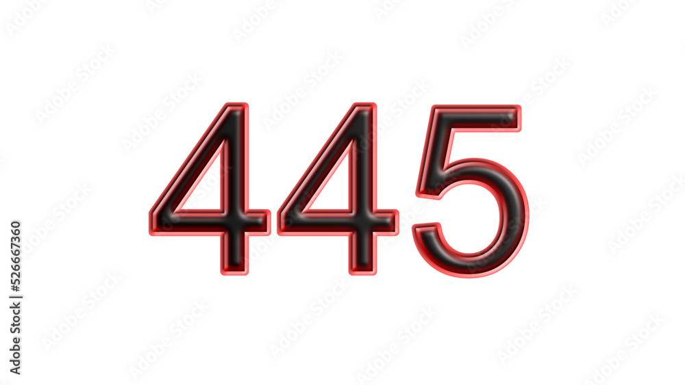 red 445 number 3d effect white background red 445 number 3d effect white background