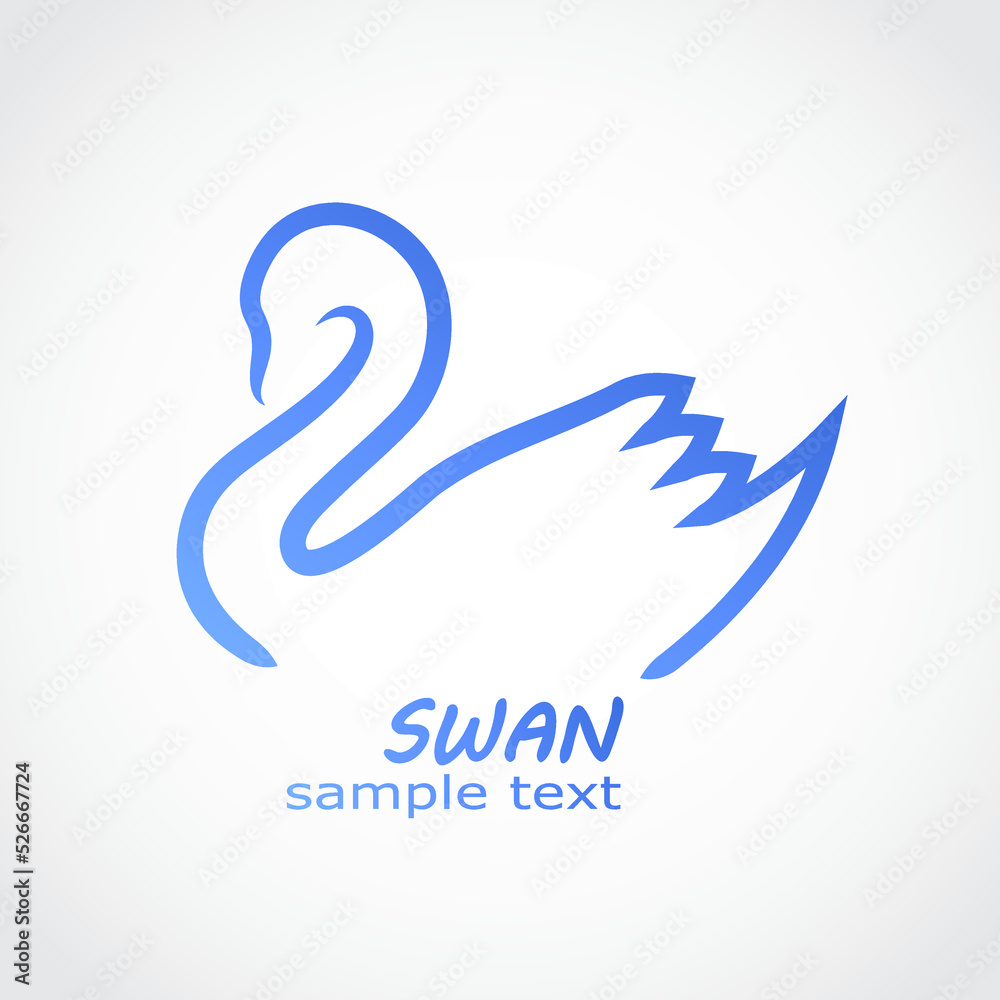 swan beautiful simple linear color logo design swan beautiful simple linear color logo design