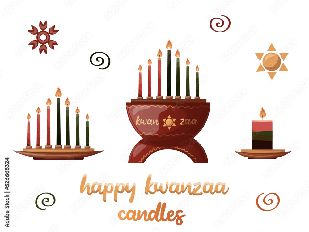Kwanzaa vector red, black and green celebration candle holder with