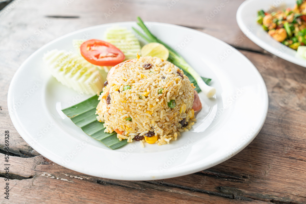fried rice on white plate fried rice on white plate