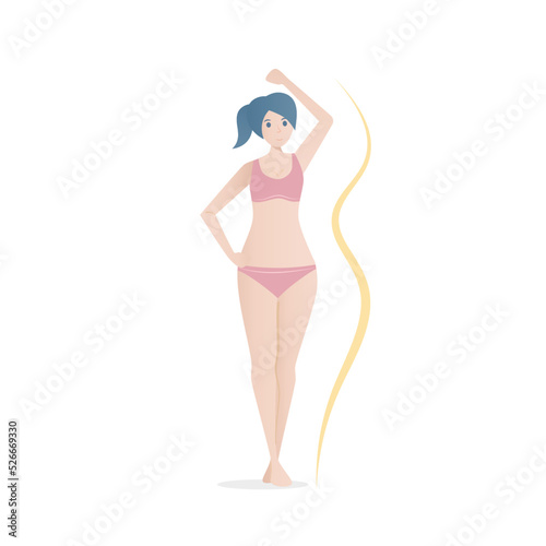 Beautiful body shape woman in a pink bikini,Vector illustration.