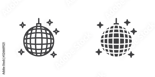 Fototapete Disco ball icon, line and glyph version