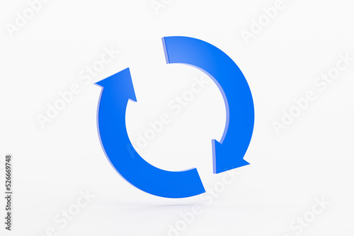 Circular arrows Refresh icon Rotation arrows icon sign or symbol on white background 3D illustration