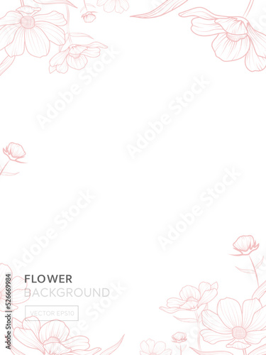Flower outline vector border design background for book covers or cards