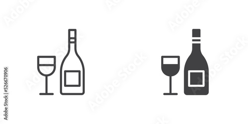Wine bottle and glass icon