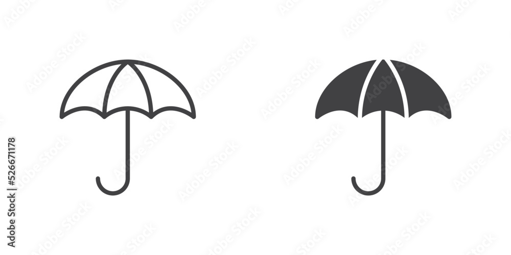 Umbrella icon, line and glyph version