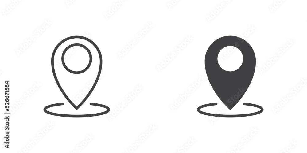 Map marker icon, line and glyph version Map marker icon, line and glyph version