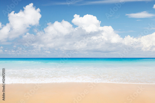 Sea, sand beach and sunny sky landscape