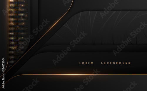 Abstract black and gold layers background